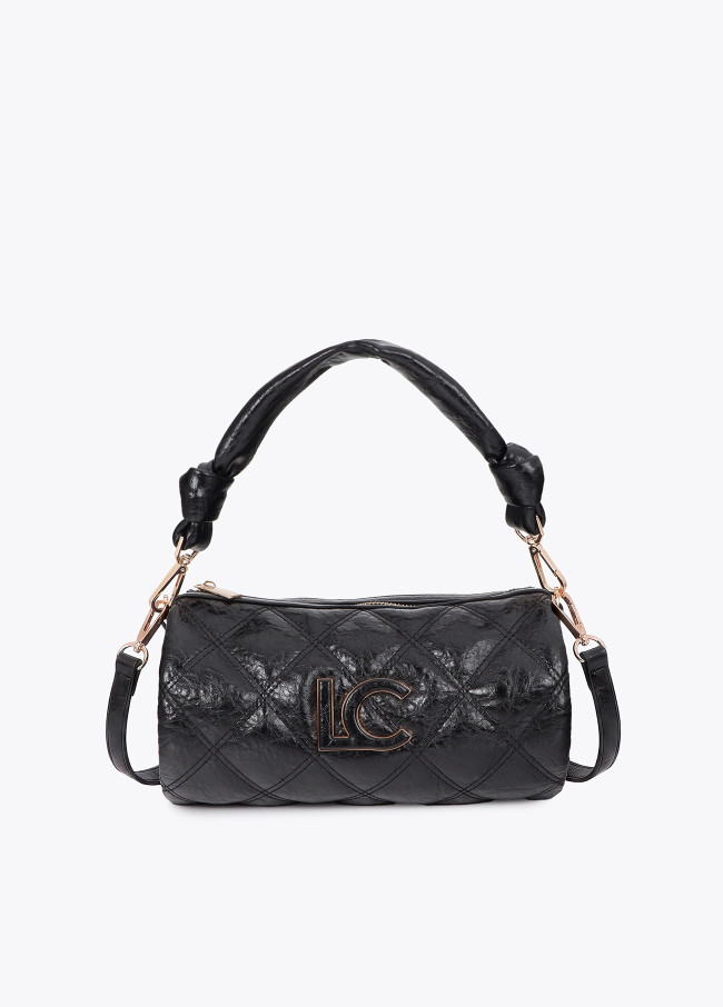 Quilted Barrel Crossbody with Double Stitching and...