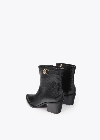 LC Leopard Texture Faux Leather Ankle Boot
