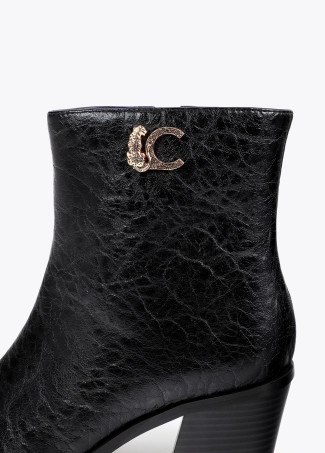LC Leopard Texture Faux Leather Ankle Boot