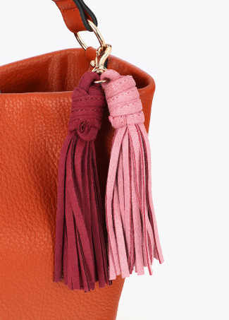 Faux Leather Shopper with Logo Detail on Handle and Tassels