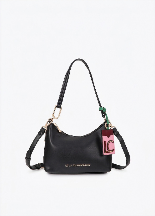 Faux Leather Crossbody with Contrast Pendant
