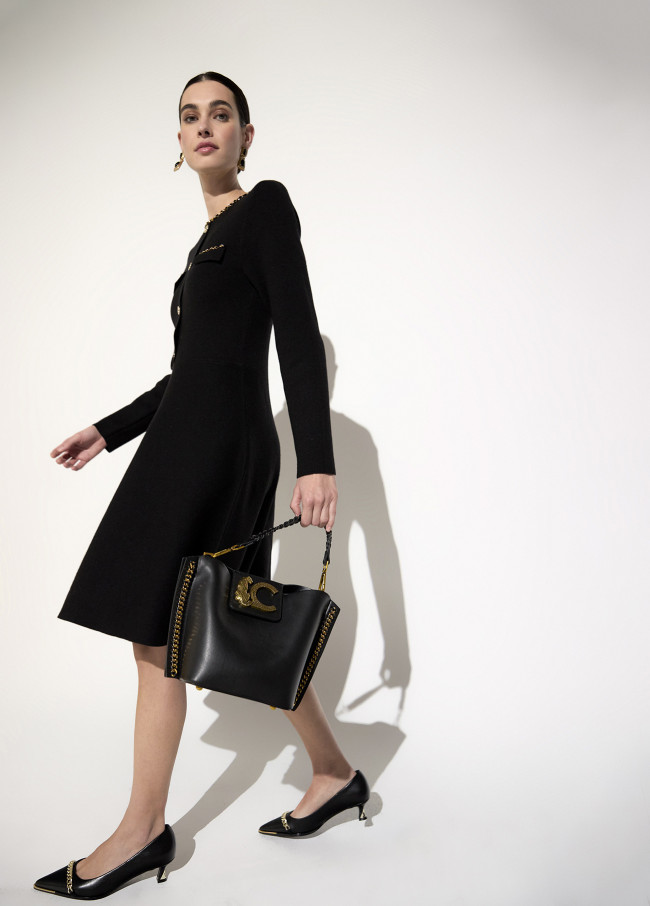 Sac Bandoulière avec Détail Chaîne et Logo Léopard