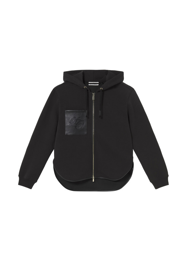 Sudadera negra con parche y maxi escudo