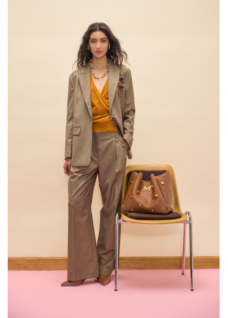 Houndstooth Lurex Blazer with Embellishments