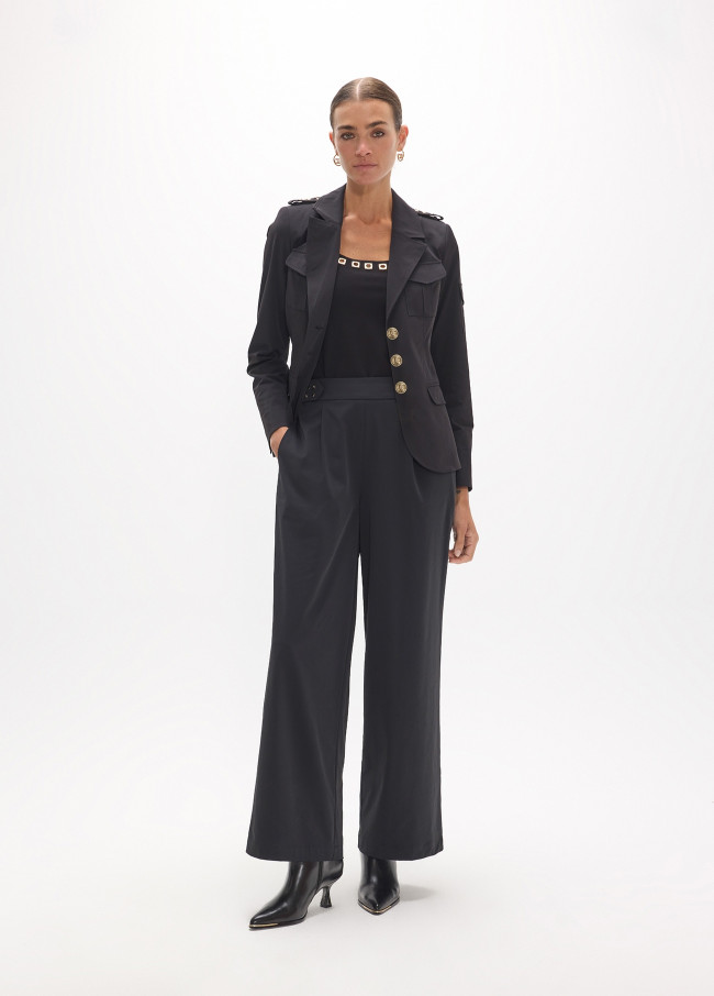 Pantaloni tecnici lunghi con cinturino borchiato