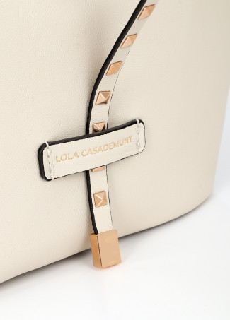 Shopper in Pelle Sintetica con Mini Borchie