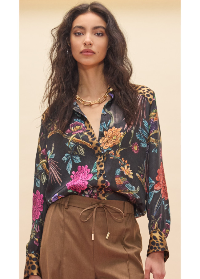 Chemise Regular avec Imprimés Animal et Fleuris