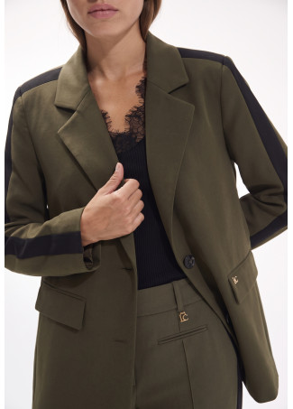 Blazer Dritto in Grosgrain con Animale sulla Schiena