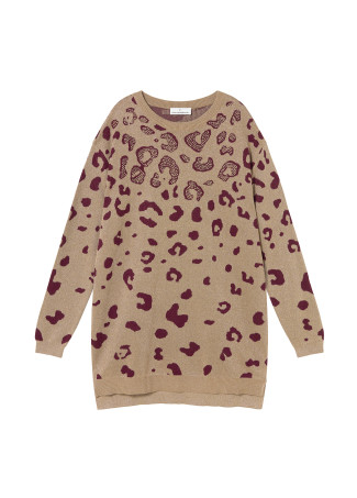 Maglione lungo jacquard mucca