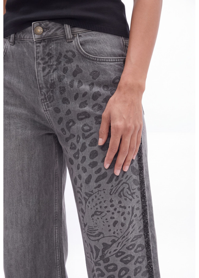 Jeans recto estampado animal