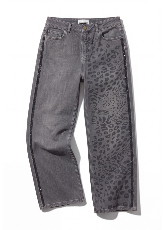 Jeans recto estampado animal
