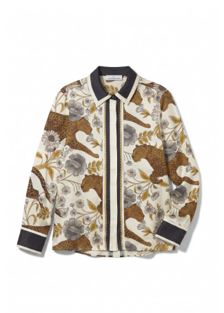 Camicia stampa leopardo e rifinitura