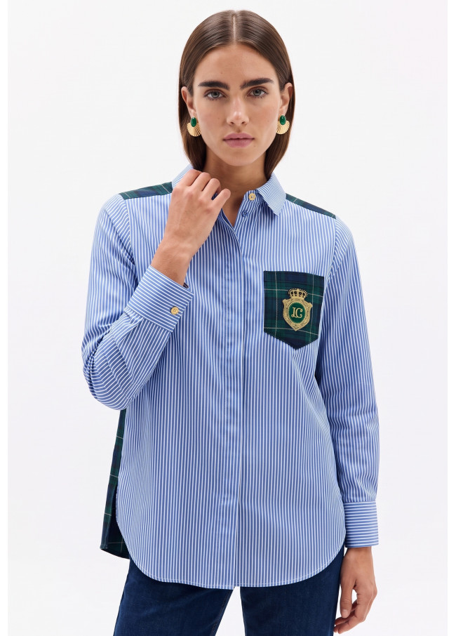Camisa combinada rayas tartan