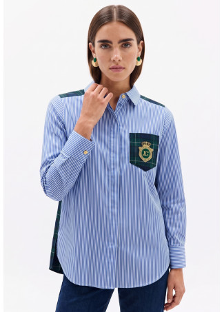 Camisa Combinada de Riscas Tartan