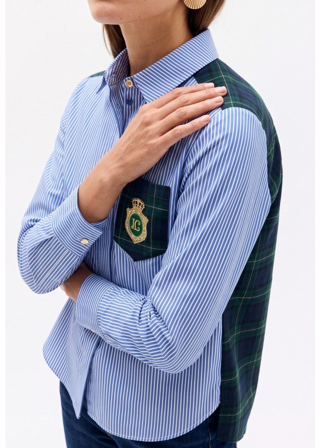 Camisa Combinada de Riscas Tartan