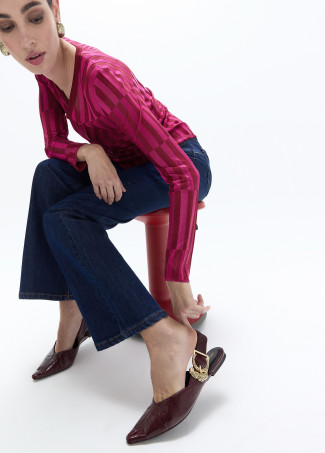 Flat Shoe with Leopard Buckle