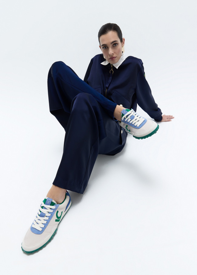 Mixed Material Leather Sneakers