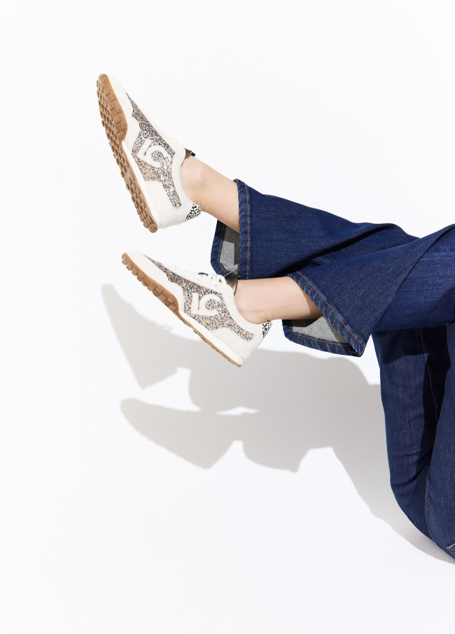 Mixed Material and Leather Sneakers