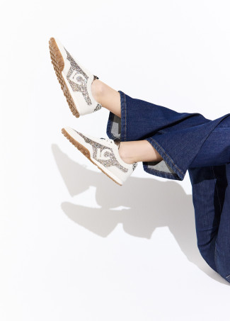 Mixed Material and Leather Sneakers