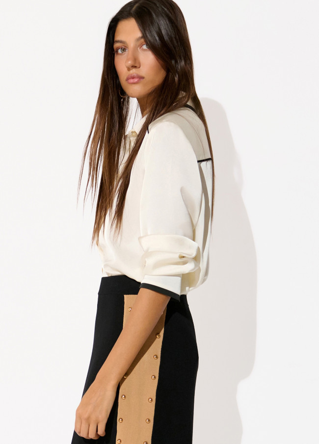 Falda tricot midi laterales contraste