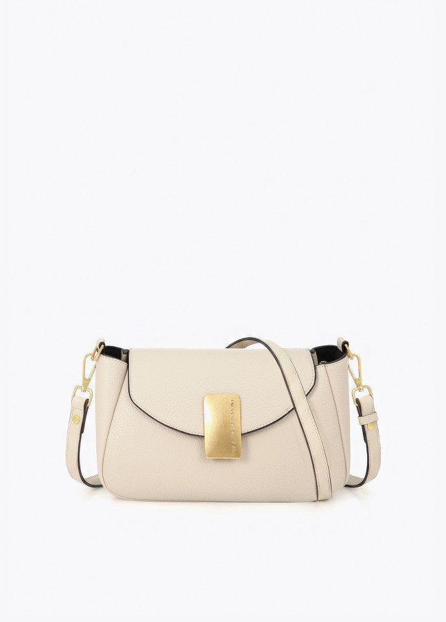 Bolsa Tiracolo Efeito Pele com Fecho Metálico