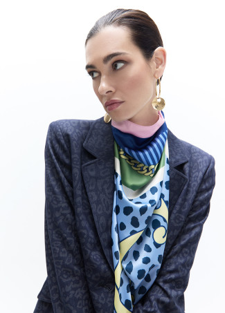 LC Blue Animal Scarf 90x90cm