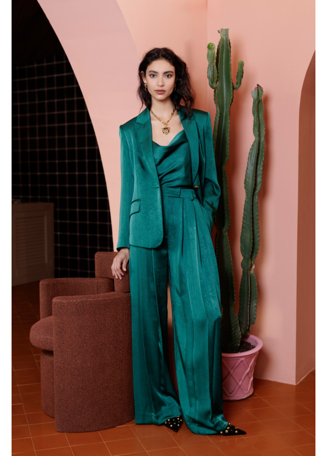 Blazer in Raso Effetto Stropicciato