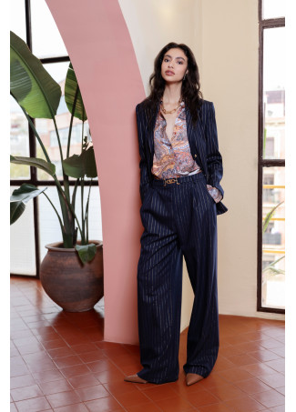 Nachtblaue Hose mit Goldstreifen und Personalisierter Schnalle