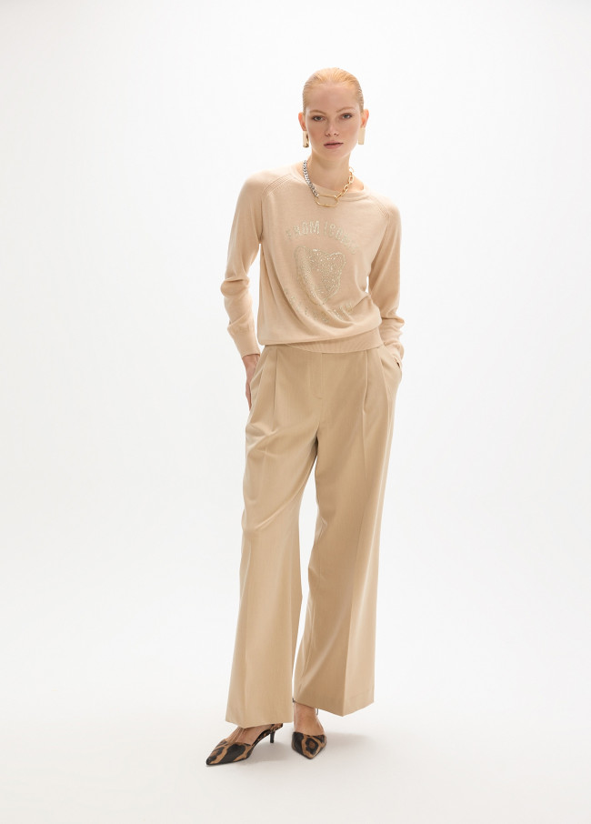 Tailored double pleat long trousers