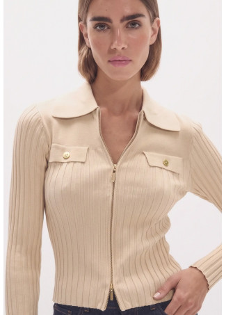 Cardigan con Bottoni Tasche Dorati