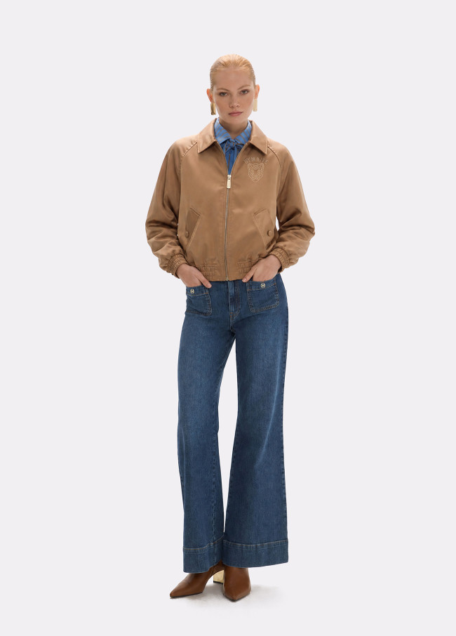 Chaqueta bomber satén con pelo