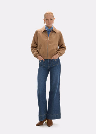 Chaqueta bomber satén con pelo