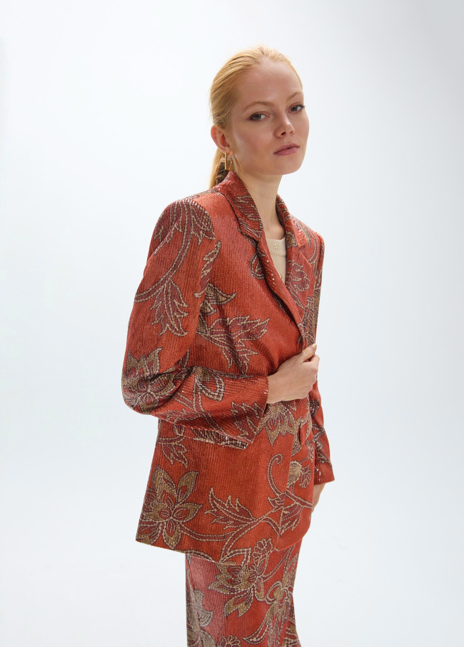 Blazer à Sequins Floraux