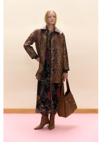 Cappotto stampato leopardo con profili