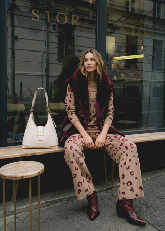 Cow Print Jacquard Pants