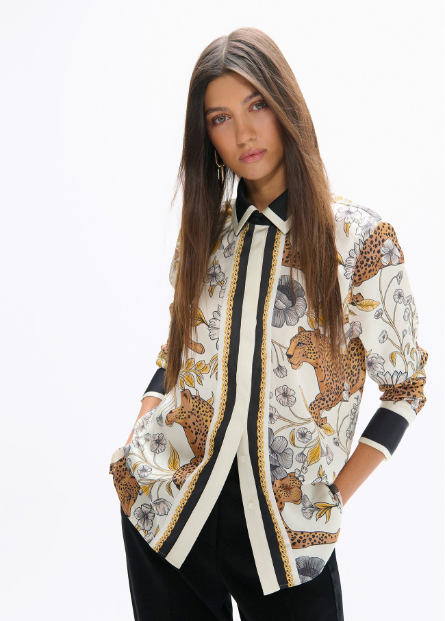 Chemise imprimée léopard et bordure