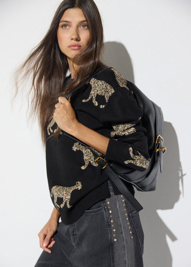 Pull Jacquard Léopards