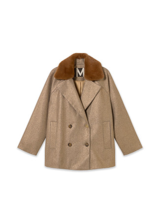 Short Gold Herringbone Coat