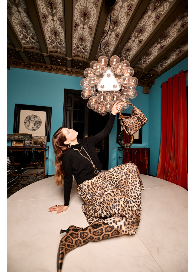 High Shaft Wrinkled Heel Boot in Animal Print